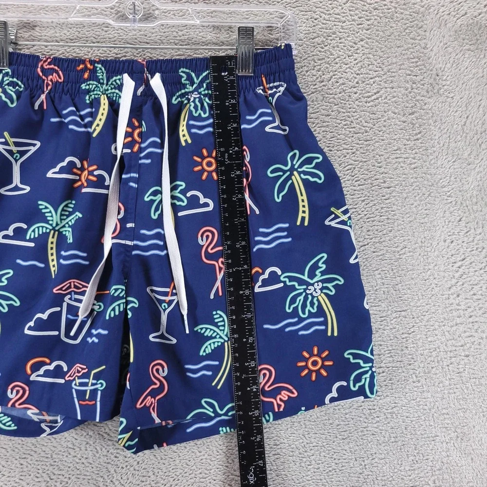 Chubbies Swim Shorts Mens M Blue Neon Flamingo 5.5